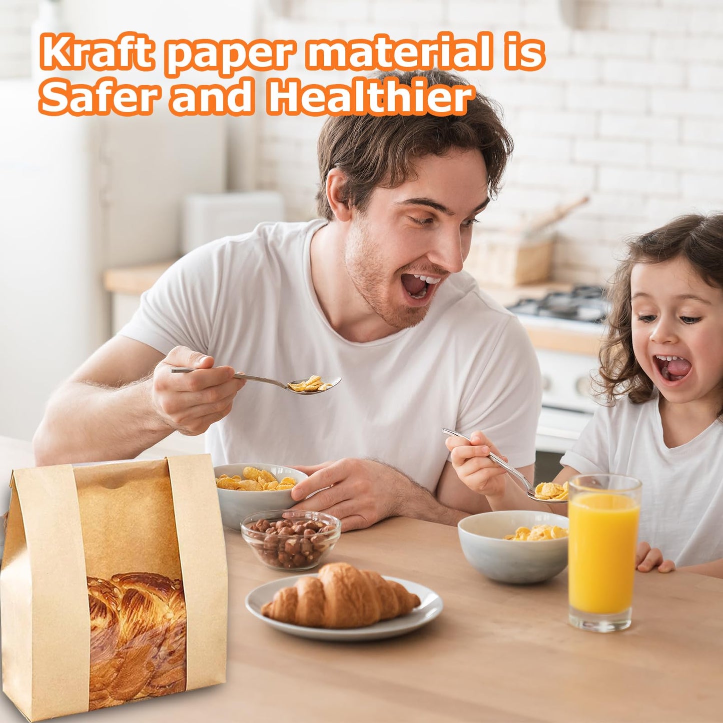 200 Pack Bread Bags for Homemade Bread Kraft Paper Bread Bags for Storing Loaves & Snacks Sourdough Bread Bags with Clear Window 13.7x8.2x3.5 Inch with Label Stickers