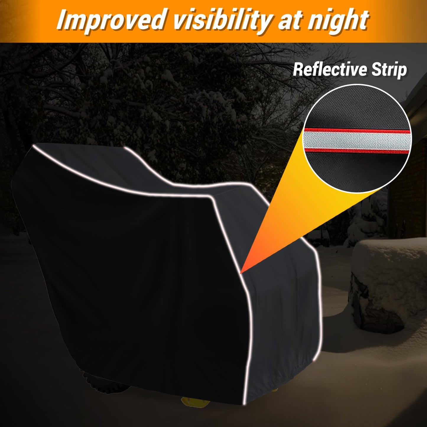 XYZCTEM Premium Snow Blower Cover 300D Marine Grade Fabric, Universal Fit Snow Blower Cover, Covers Snow Blowers Against Water, UV, Wind, Outdoor Protection(Black&Grey)
