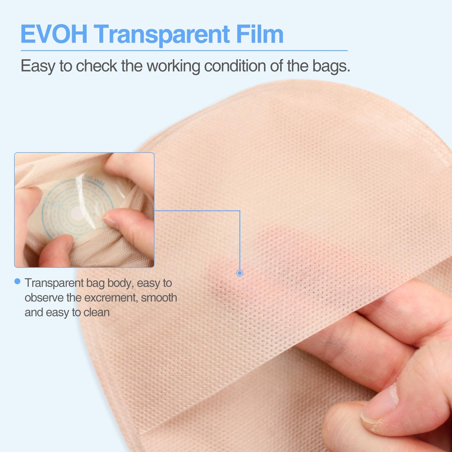 30 PCS Urostomy Bag, One-Piece Drainable Urostomy Supplies with Measure Card for Colostomy Ileostomy Stoma Care, Cut-to-Fit, 45 mm Max