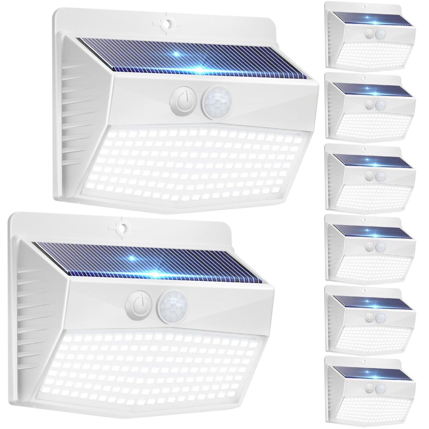 Peaur 3 Lighting Modes Solar Lights Outdoor, 8 Pack 138LED Solar Motion Sensor Light, IP65 Waterproof Wireless Wall Lights Solar Powerd Security Lights for Fence Yard Garden Deck Garage-White