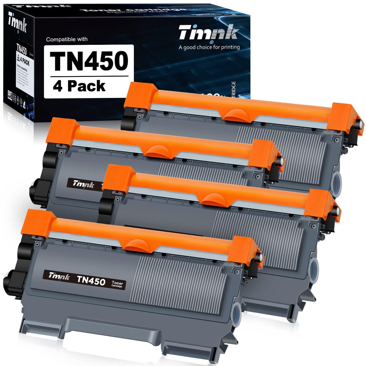 Timink Compatible TN450 4PK Toner Cartridge Replacement for Brother TN-450 TN 450 420 TN420 | High Yield Work with HL-2230 HL-2240 DCP-7065DN HL-2280DW MFC-7360N MFC-7860DW Pinter (Black, 4 Pack)