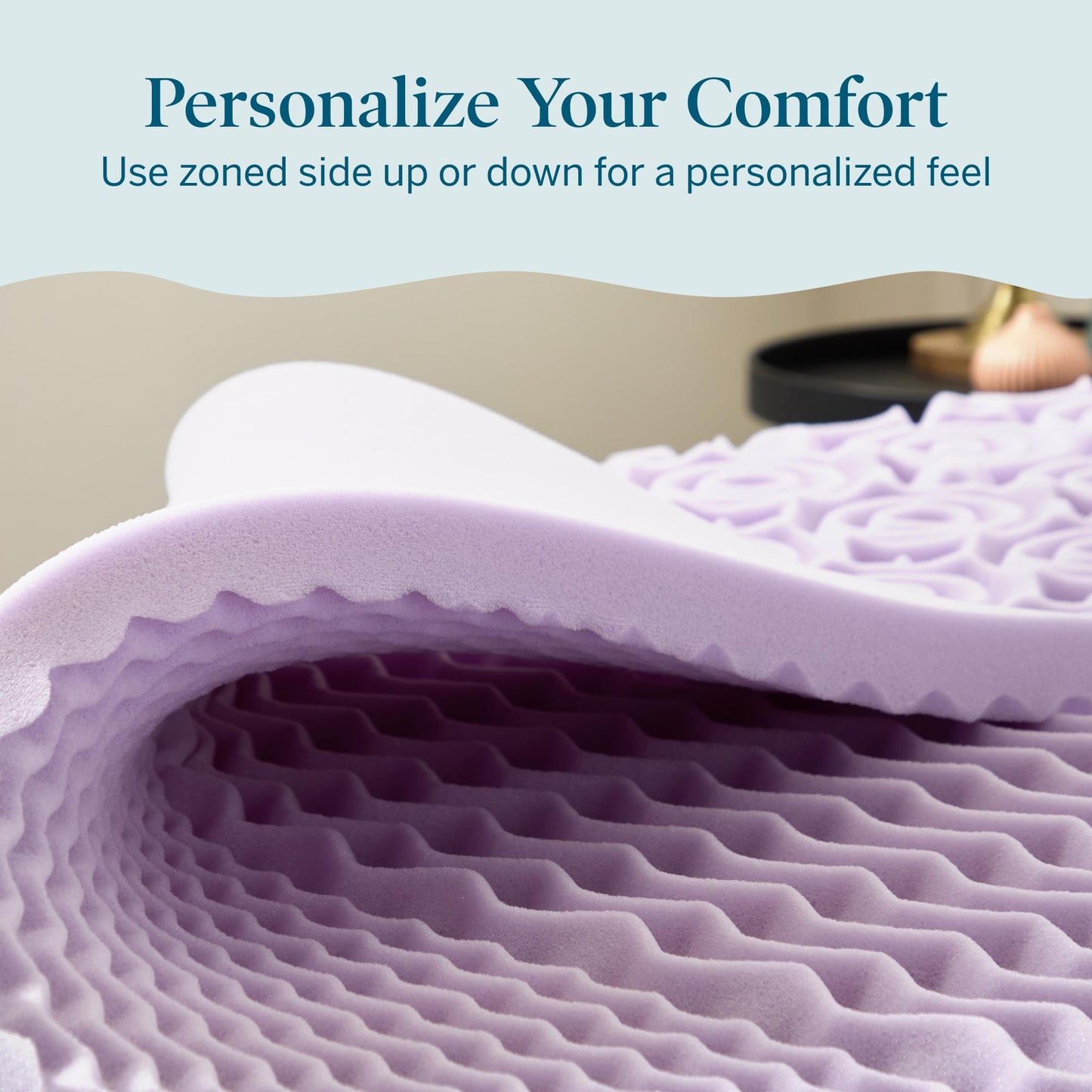 LUCID 2 Inch 5 Zone Lavender Memory Foam Mattress Topper – Calming Lavender – Targeted Convoluted Comfort Zones, Full (LU20FF30ZT)