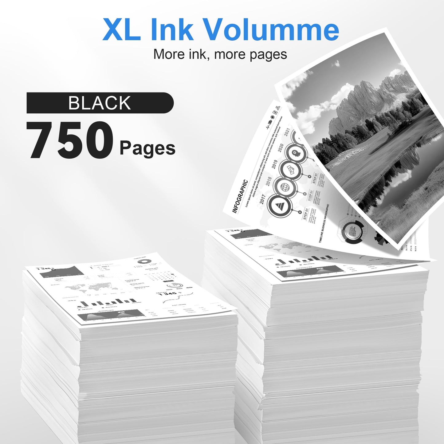 INKCLOUD Remanufactured 65XL Black Ink Cartridges for HP 65 XL 65XL Black 2 Pack, Compatible with DeskJet 3755 2655 2600 2622 2652 3720 3752, Envy 5055 5000 5052 5058, AMP 100 120 130 Printer