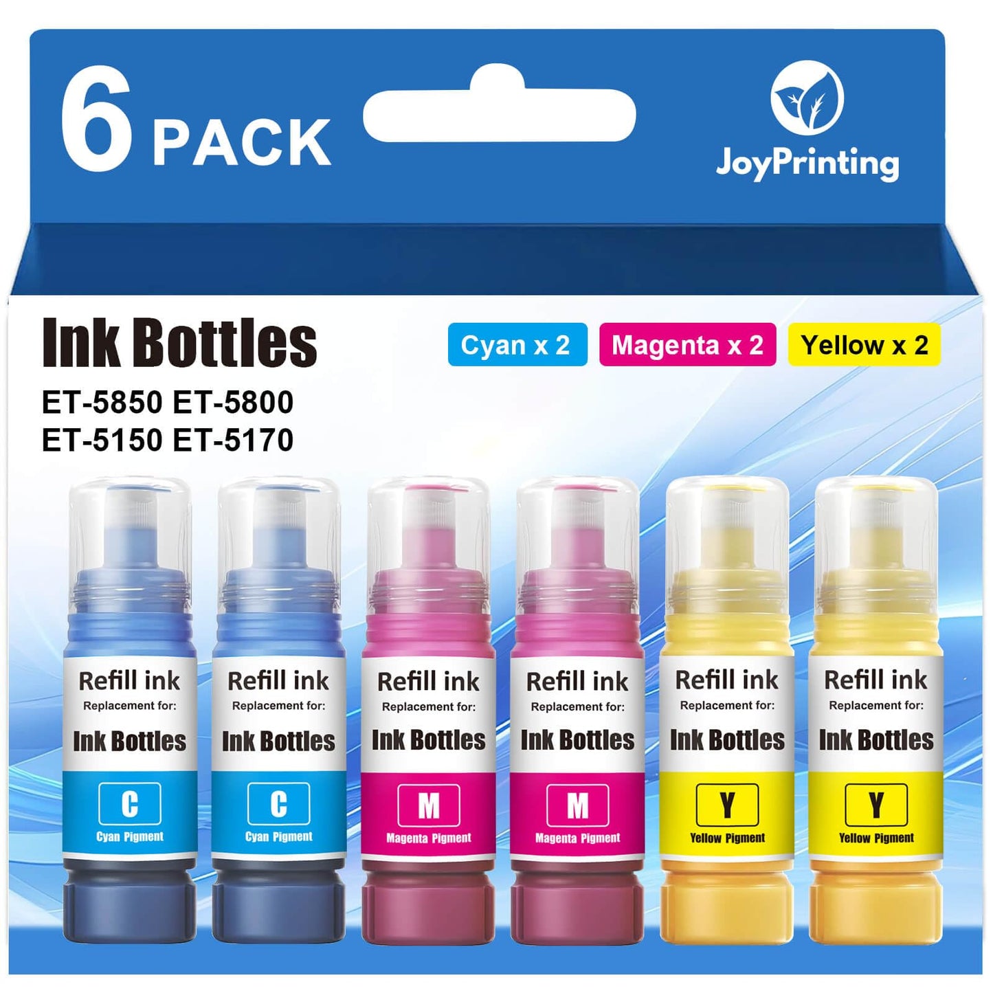 JoyPrinting Compatible Ink Replacement for 542 Ink Refill Bottles Color Combo Pack Work for ET-5850 ET-5800 ET-5150 ET-5170 ET-5180 ET-16600 ET-16650 ET5850 ET5880 ET5170 (2 Cyan, 2 Magenta, 2 Yellow)