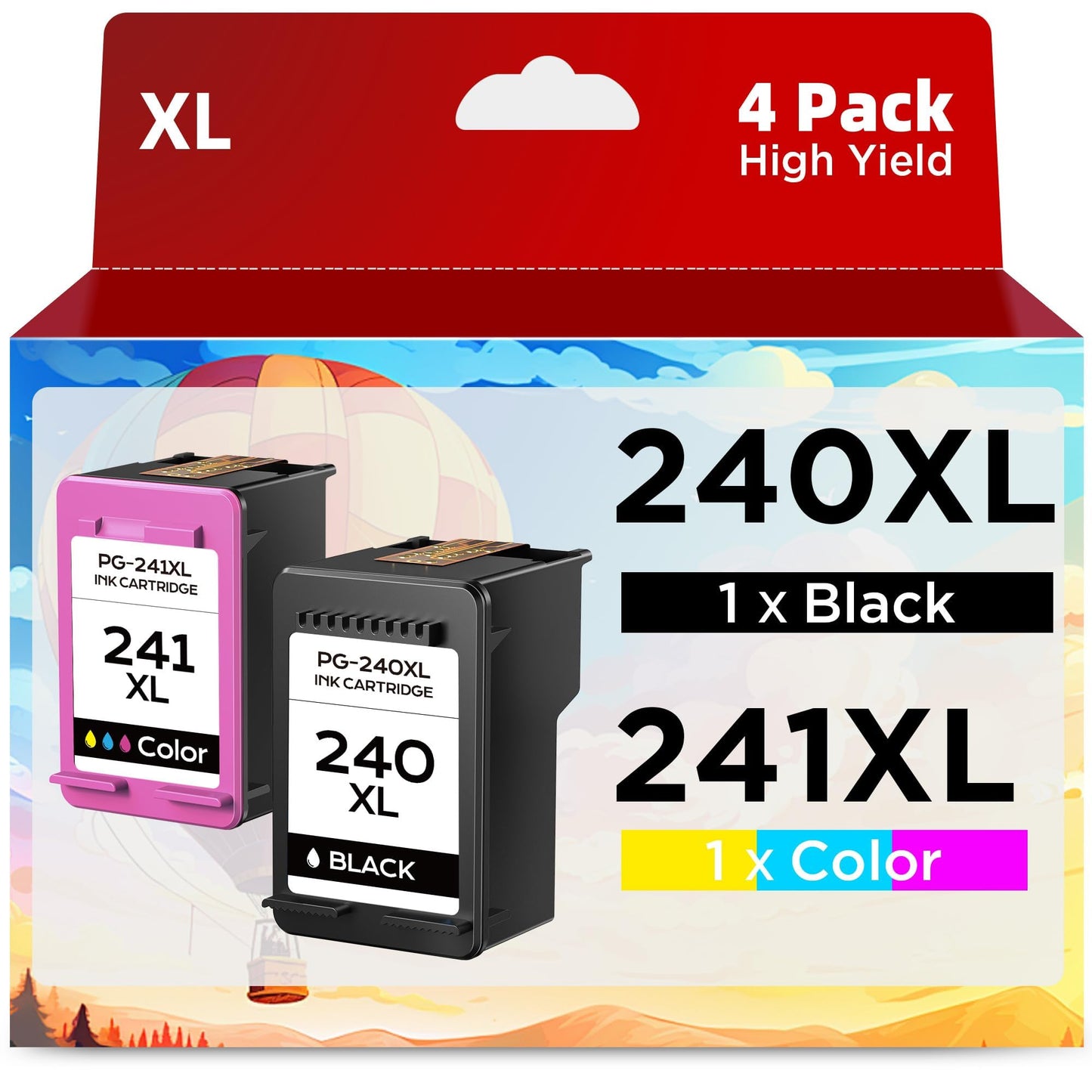 PG-240 XL/CL-241 XL Ink Cartridges Replacement for Canon PG-240XL CL-241XL Ink Cartridges Combo Pack use to TS5120 MG3600 MG3620 MX472 MX530 MX432 MG3520 MG3120 Printer (2 Pack, 1Black and 1Color)