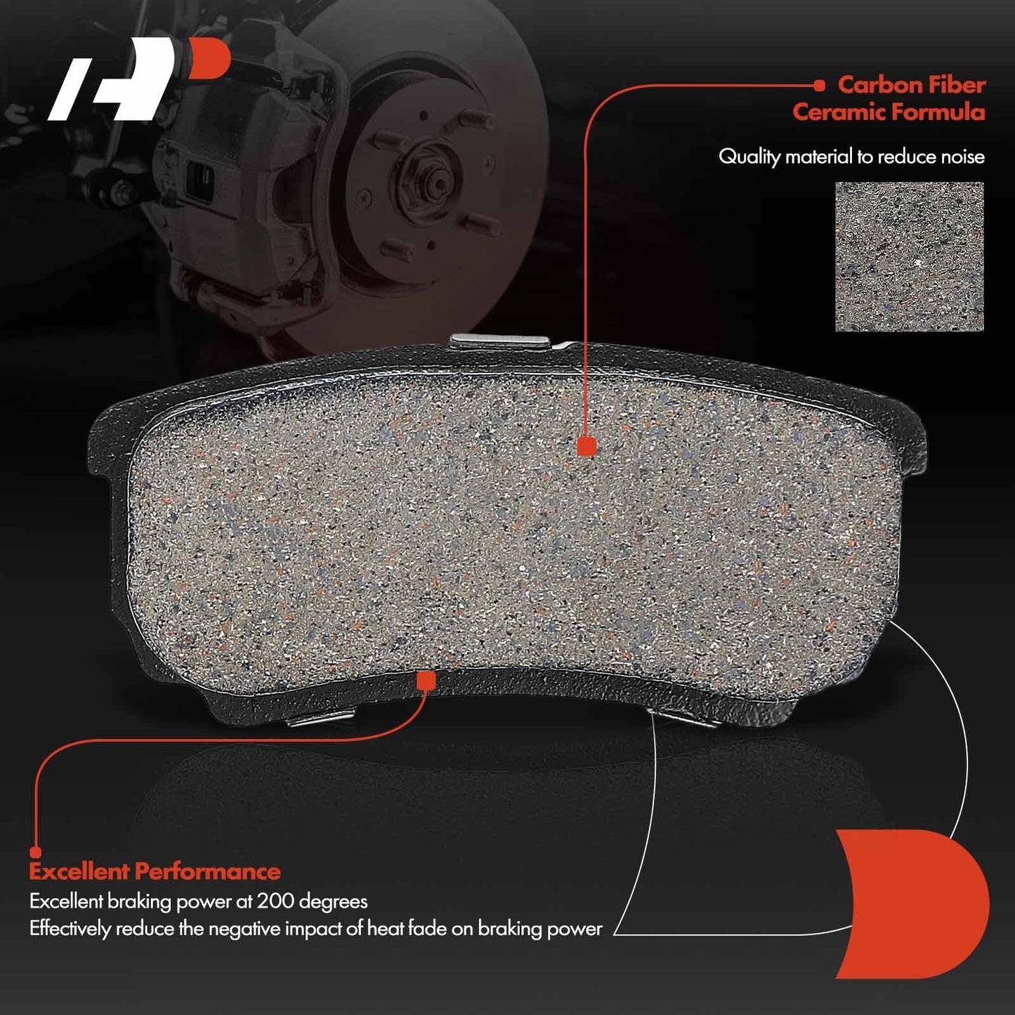 A-Premium Rear Ceramic Disc Brake Pads Set Compatible with Select Mitsubishi, Chrysler, Dodge and Jeep Models - Compass, Patriot, Outlander, Avenger, Caliber, 200, Sebring, Lancer