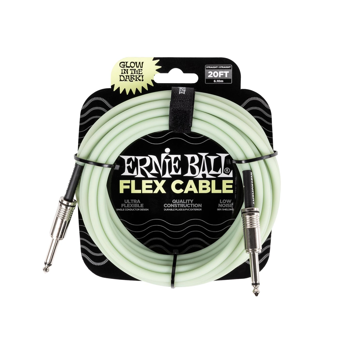 Ernie Ball Flex Instrument Cable Straight/Straight 20ft - Glow in Dark (P06437)