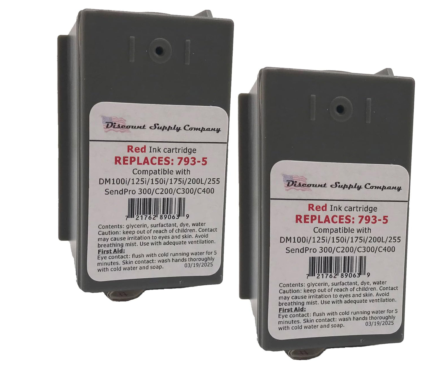 2-Pack Pitney Bowes Compatibe 793-5 Red Ink Cartridge for P700, DM100i, DM125i, DM150i, DM175i, DM200L, DM225 Postage Meters
