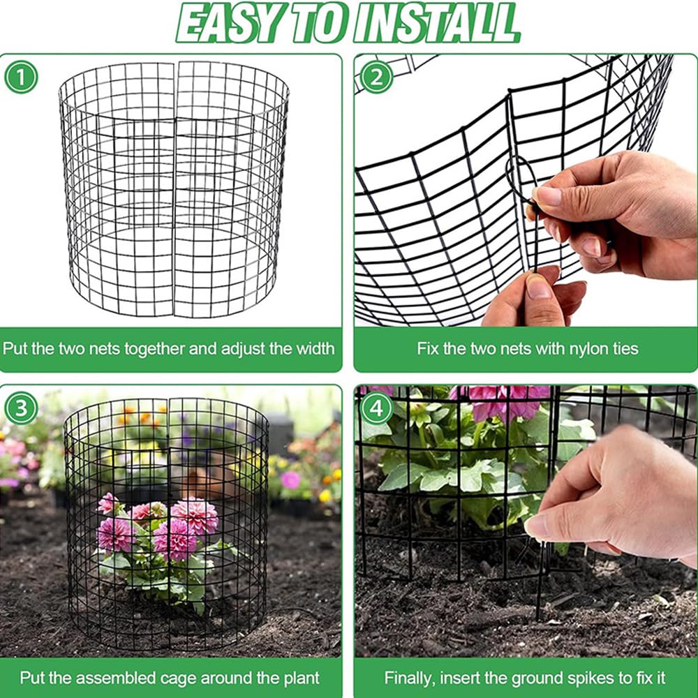 10 Packs 20" H X 12" D Plant Protectors from Animals,Square Garden Wire Plant Cages Mesh,Metal Garden Plant Cloche Protection Barricades for Outdoor Plants, Flowers & Vegetables, Keeps Bunny Chicken