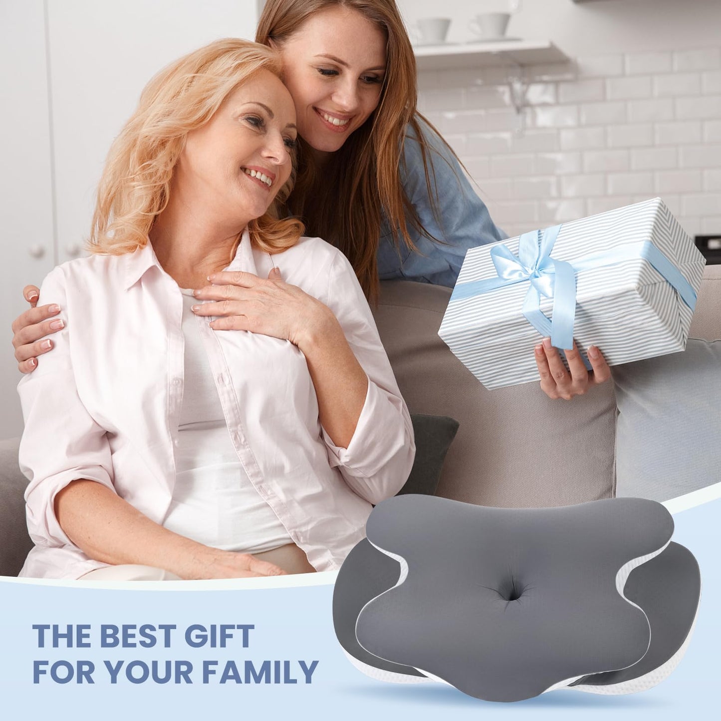 A-Pce Cervical Neck Pillow Set of 2, Ergonomic Memory Foam Pillows for Neck Pain Relief with Breathable Pillowcase, Adjustable Contour Neck Support Pillow for Side Back Stomach Sleepers, Odorless