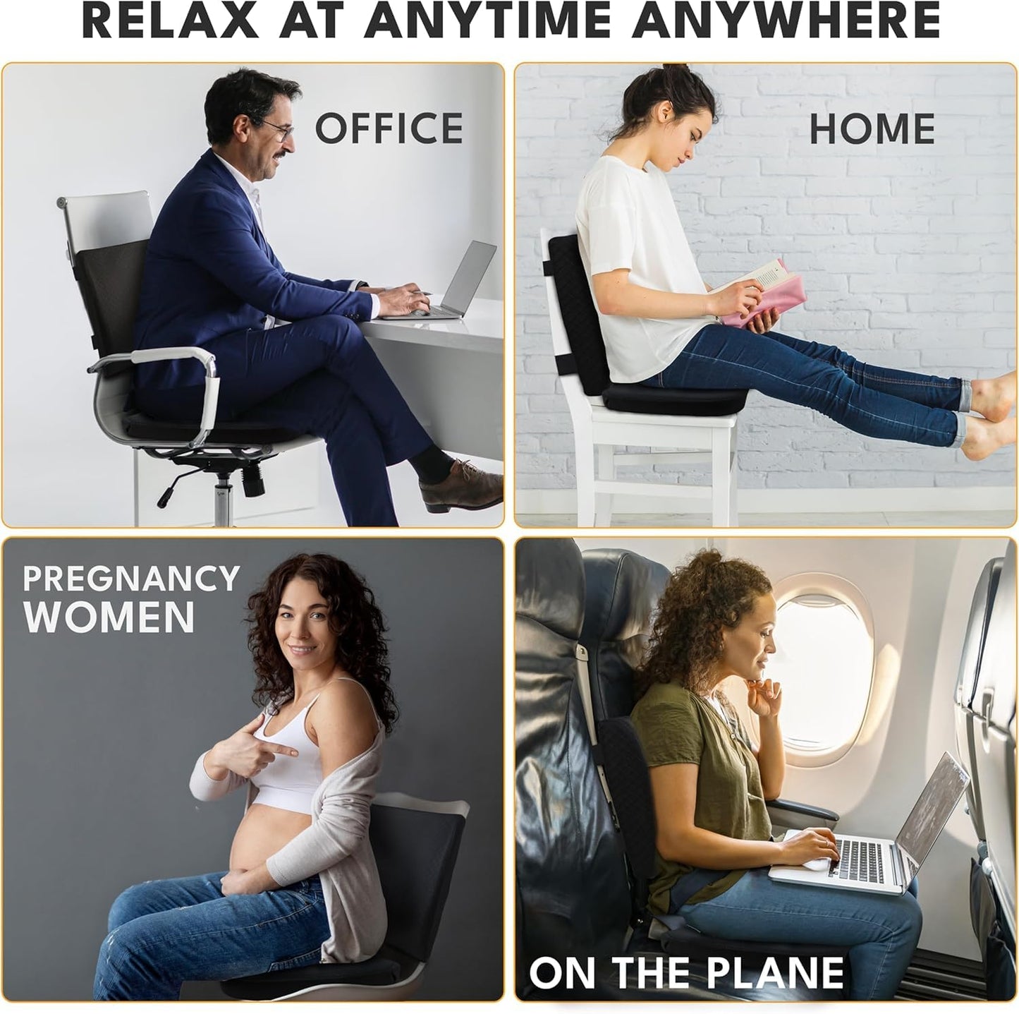 EcoNour Lumbar Support Pillow & Seat Cushion Back Support for Office Chair, Gaming, Wheel Chair & Car Seat | Gel Seat Cushion for Back and Butt Support, Tailbone, Sciatica & Coccyx Pain Relief
