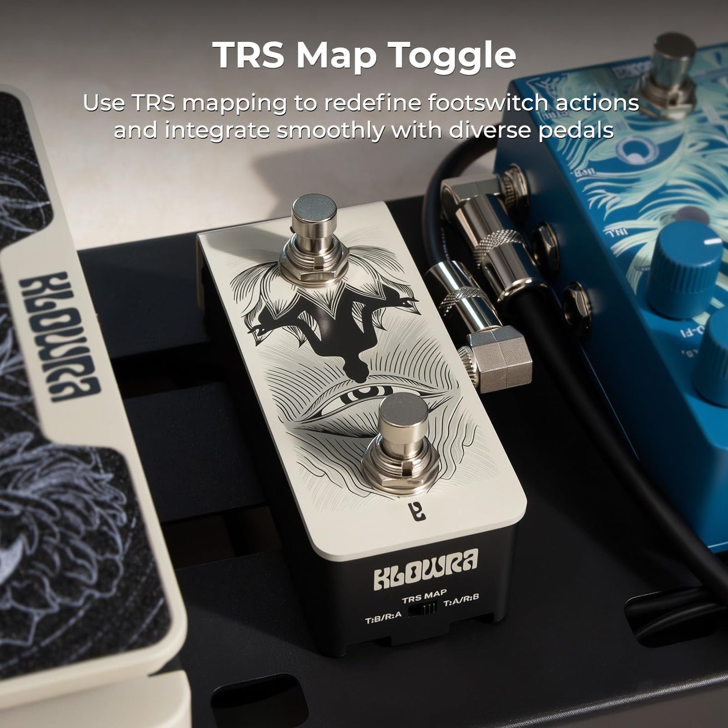 Klowra Anima Dual Footswitch Pedal - Dual Momentary TRS Footswitch Controller for Guitar Pedals, Passive Design, Includes TRS Cable, Compact Pedalboard Switch (Anima Khaki)