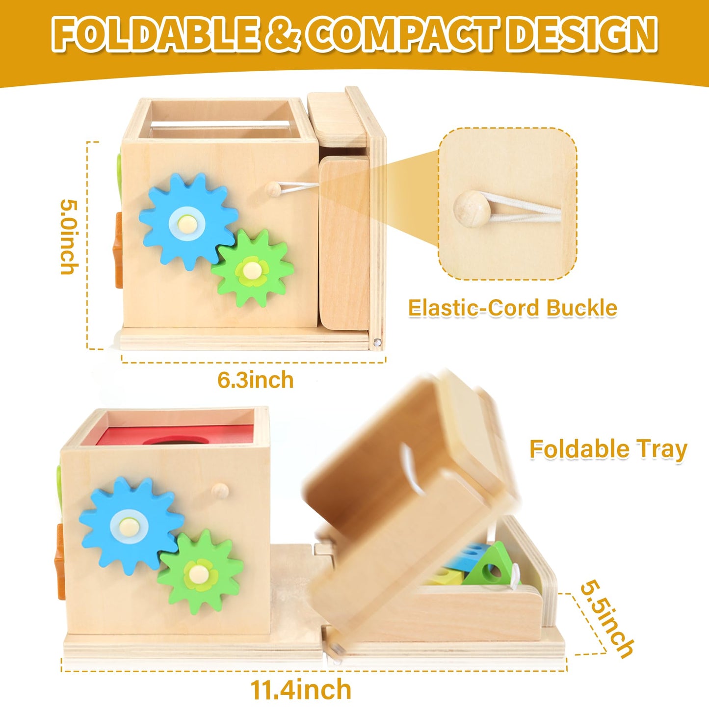 Kizfarm Educational Montessori Toys for 1 2 Year Old, Include Object Permanence Box, Magnetic Worm Game, Carrot Harvest Toy, Coin Drop Toy, Developmental Montessori Toys for Babies