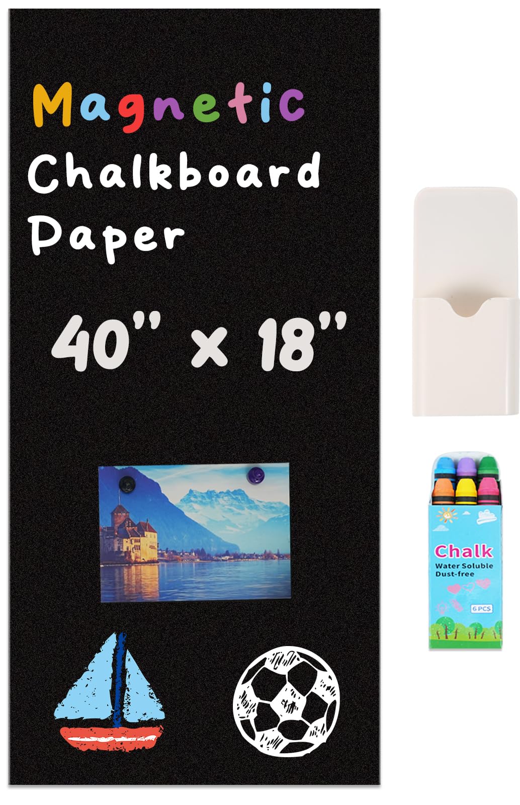 YOUNGJQ Magnetic Chalkboard Contact Paper for Wall 39" x 17.3" (100x44 cm) Self Adhesive Blackboard Wallpaper Peel and Stick Wall Decal for Home Playroom Classroom