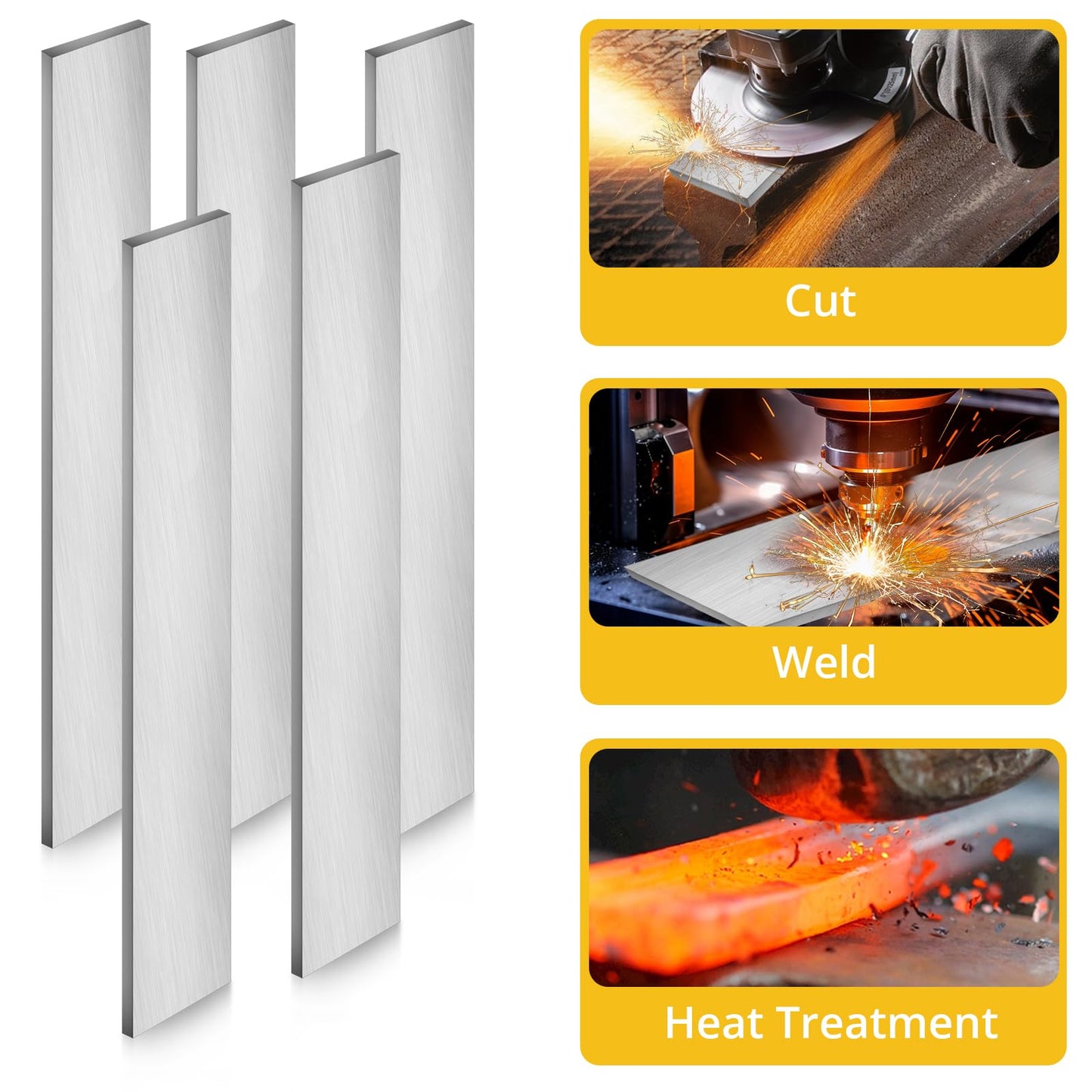 5 Pack 1095 Steel Flat Stock Bar,12” x 2” x 1/8” Perfect Knife Making Steel Barstock for Hobbyist and Professional Use,High Carbon Steel with Strict Quality Standards for DIY Knife Making
