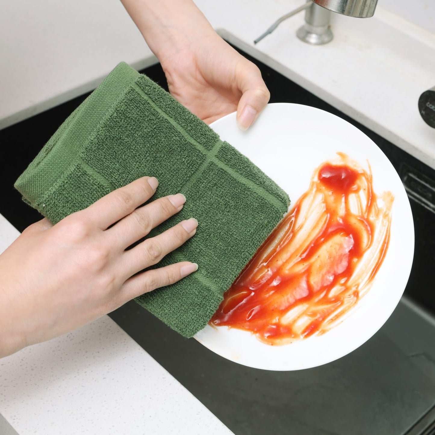 Glynniss Kitchen Towels Pack of 6, Dish Towles for Kitchen Drying, Cotton Kitchen Hand Towels (Grey, 15x25 inches - 6pcs)