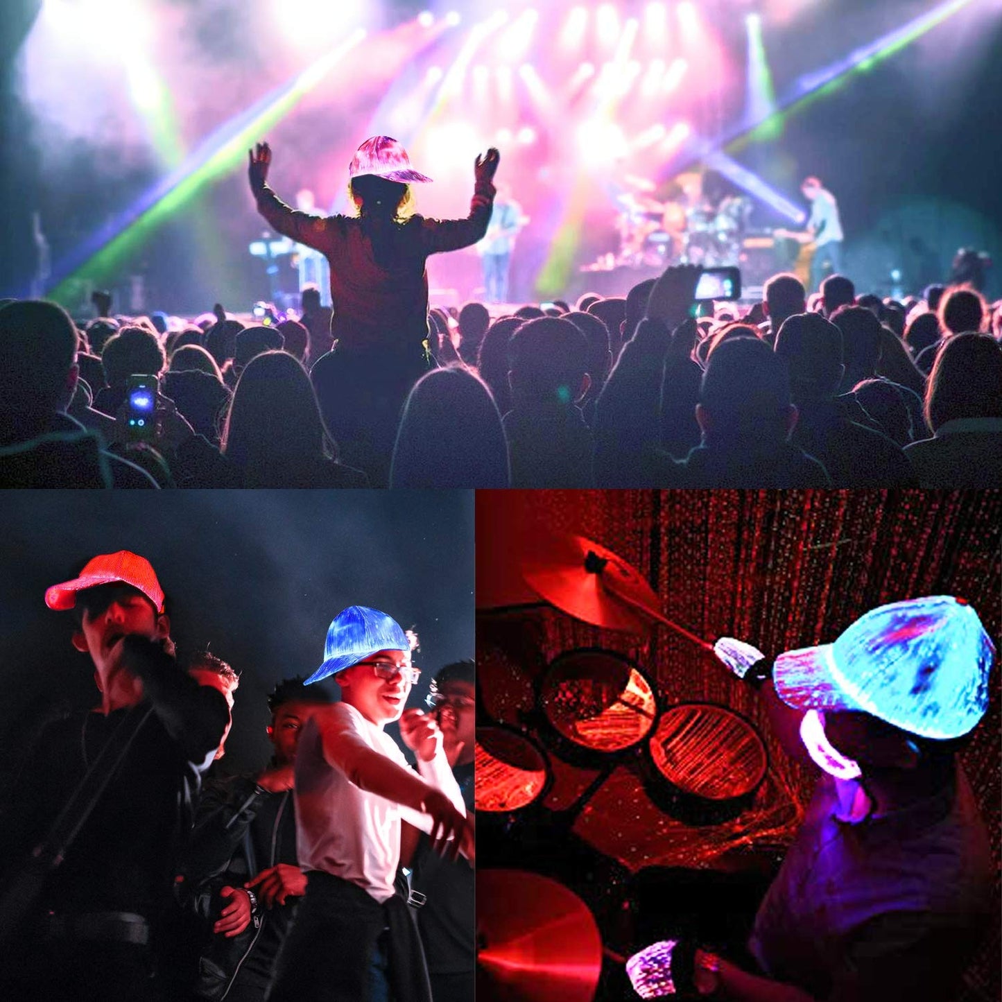 Ruconla Fiber Optic Cap LED hat with 7 Colors Luminous Glowing Hip hop Baseball Hats USB Charging Light up caps Christmas Cap