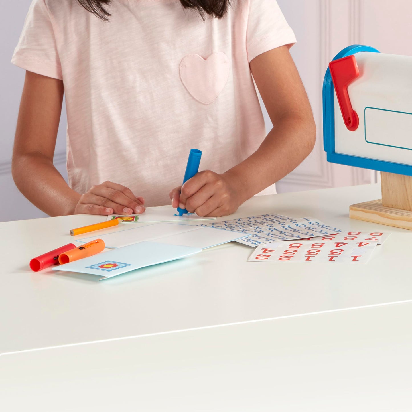 Melissa & Doug My Own Wooden Mailbox Activity Set and Educational ToyKids Toy Mailbox with Reusable Letters and Post Cards, Pretend Play for Preschoolers and Kids Ages 4+