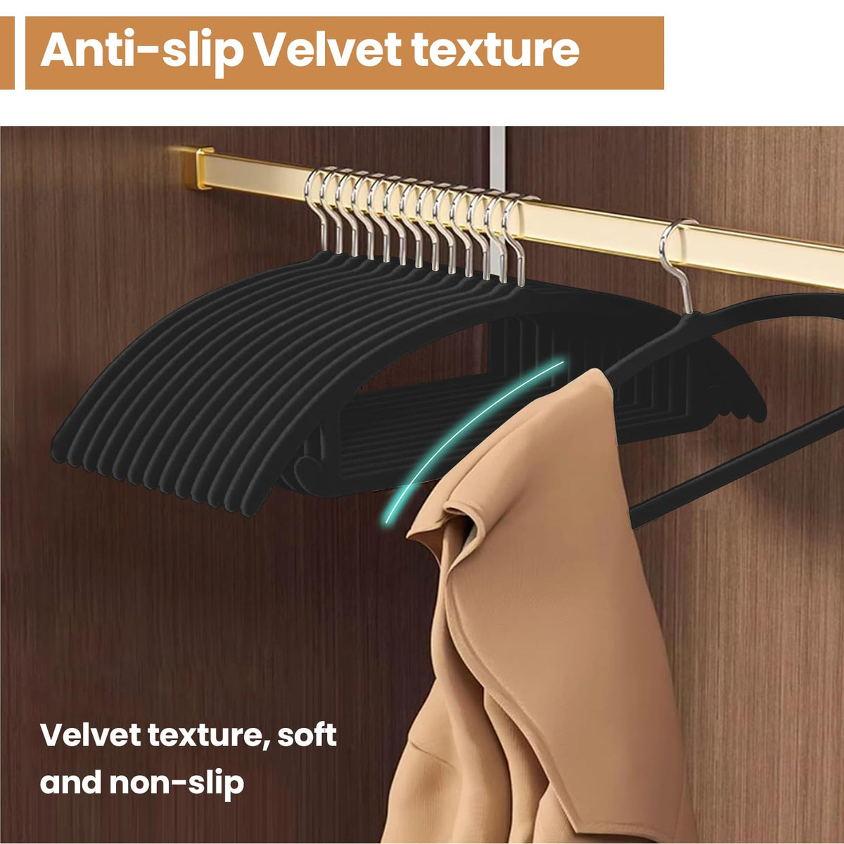 Jiang&Rong 60 Pack Black Velvet Hangers, Ultra Thin Space Saving Non-Slip Clothes Hangers, No Shoulder Bumps Suit Hangers for Sweaters, Jackets, Pants, Dresses & Shirts, Heavy Duty Velvet Coat Hanger