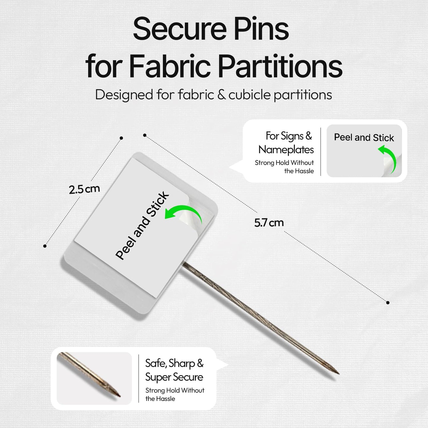 Cubicle Partition Nameplate Pins - Pack of 20