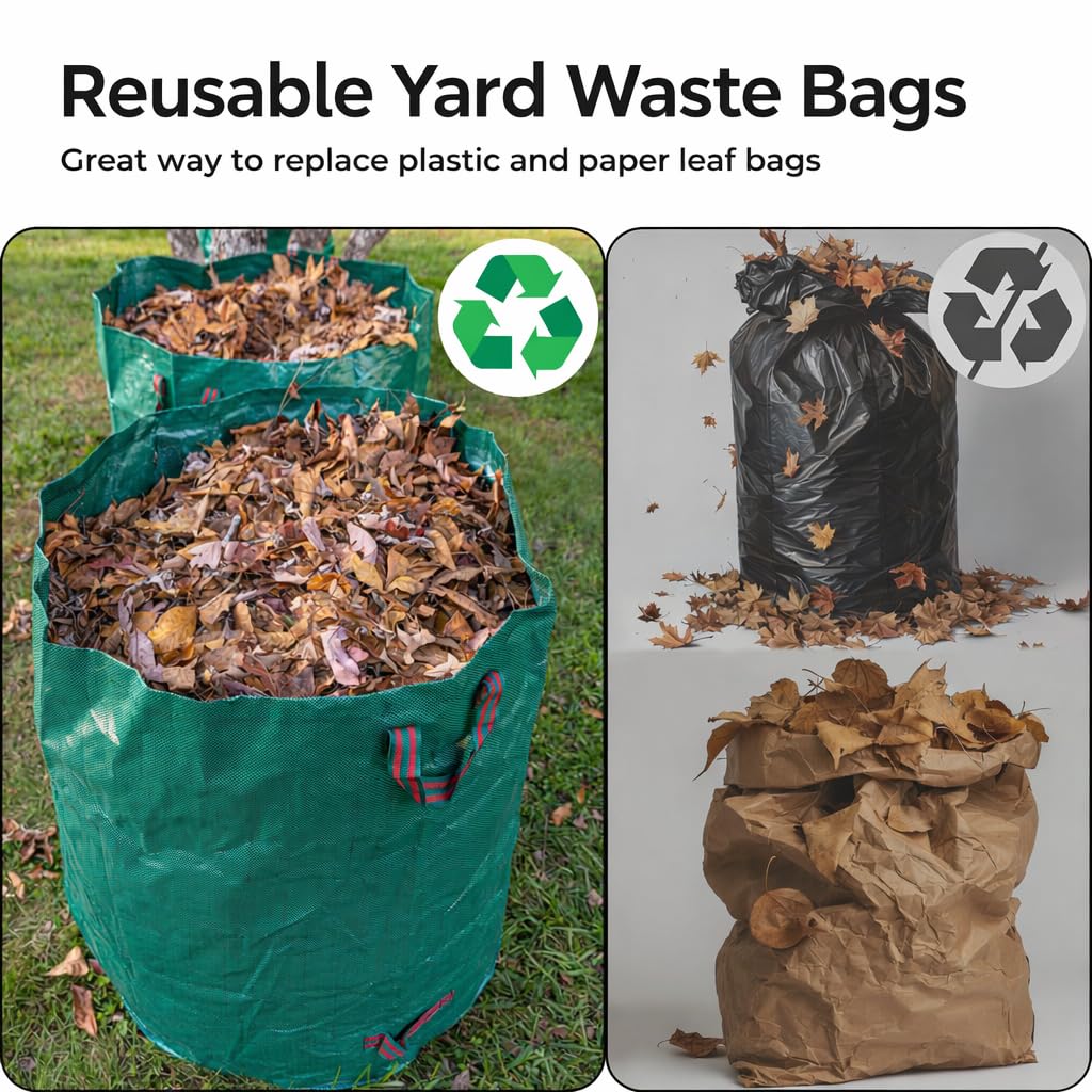 Gardzen 2-Pack 132 Gallons Garden Bag - Reuseable Heavy Duty Gardening Bags, Lawn Pool Garden Leaf Waste Bag