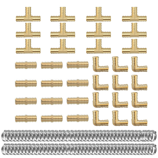 1/2 Inch Pex Fittings with PEX Cinch Clamps Set for Pex Pipe (Fittings x 36Pcs+Clamps x 84PCS)
