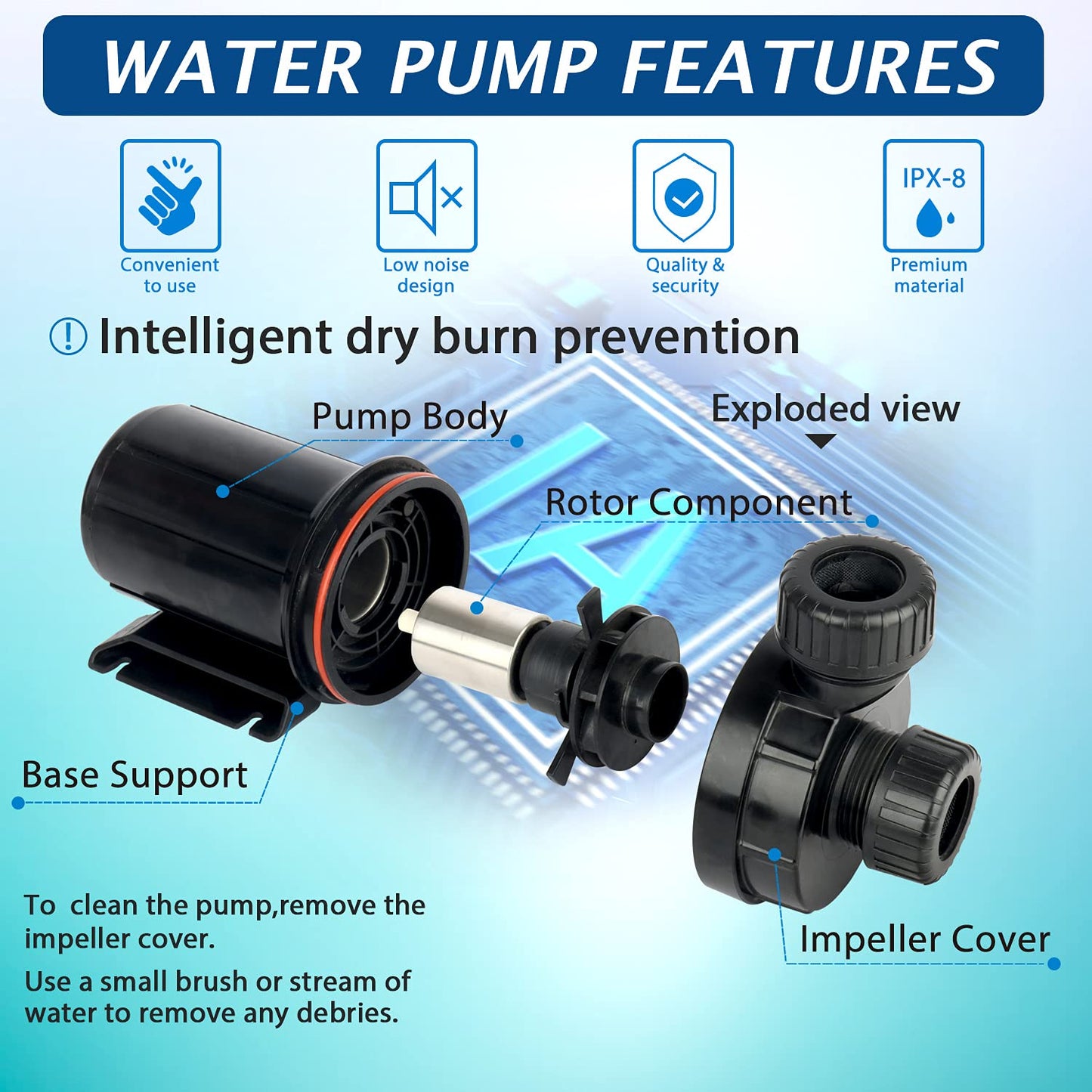 WaterRebirth (2000GPH-180W,UL listed)PS-High Flow Submersible Water Pump-Home / Inline Water Pump-Submersible Pump-Water Fountain Pump-Aquarium Pump,PC-2000