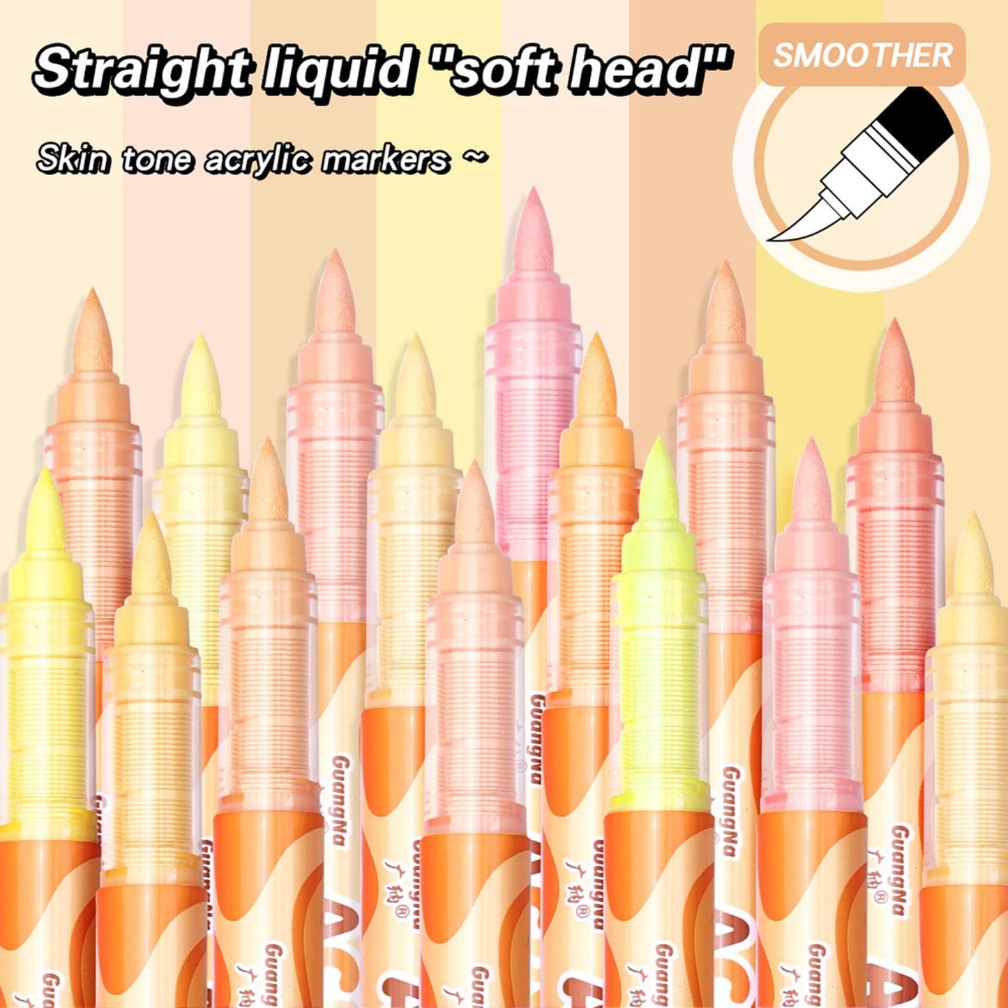 48-Pack Skin Tones Acrylic Paint Markers - 4 Series Soft Brush Tip Pens for Portrait & DIY Anime Art, Non-bleeding, Waterproof & Layering