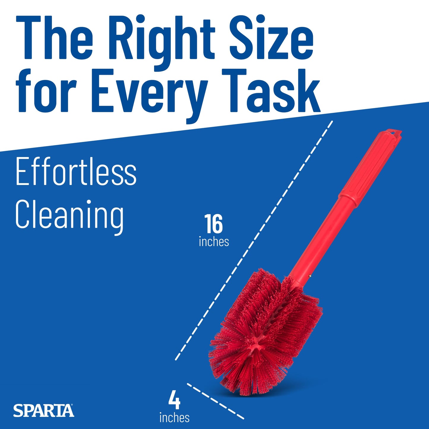 SPARTA Industrial Tank Brush Pipe Brush, Drain Brush with Handle for Commercial Kitchens, Polyester, 16 Inches, Red