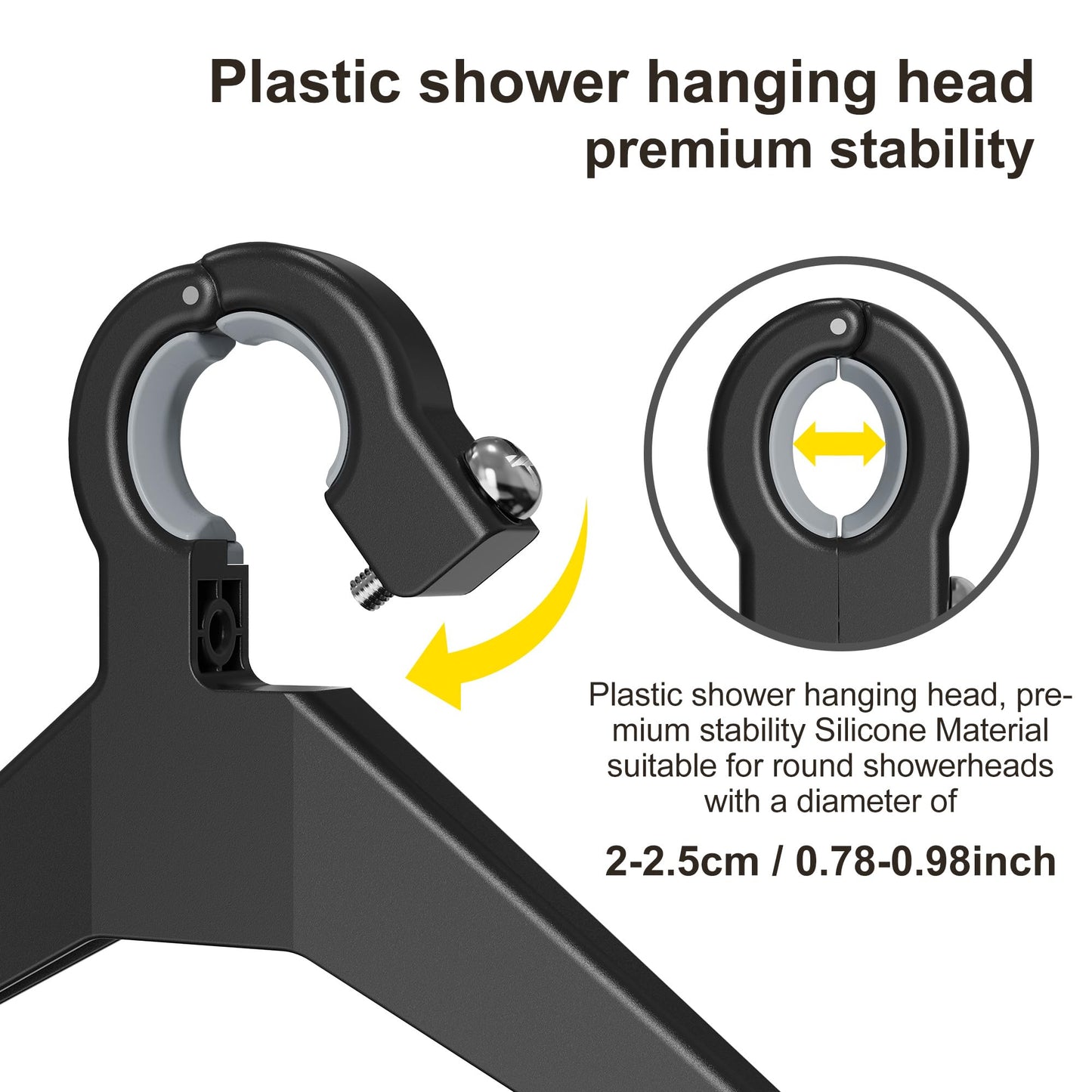 Orimade Adjustable Anti-slip Hanging Shower Caddy over Shower Head,Rustproof Bathroom Hanging shower Organizer with 4 Hooks for Razor,No Drilling Shower shelves Storage Rack,Black 4 Tier