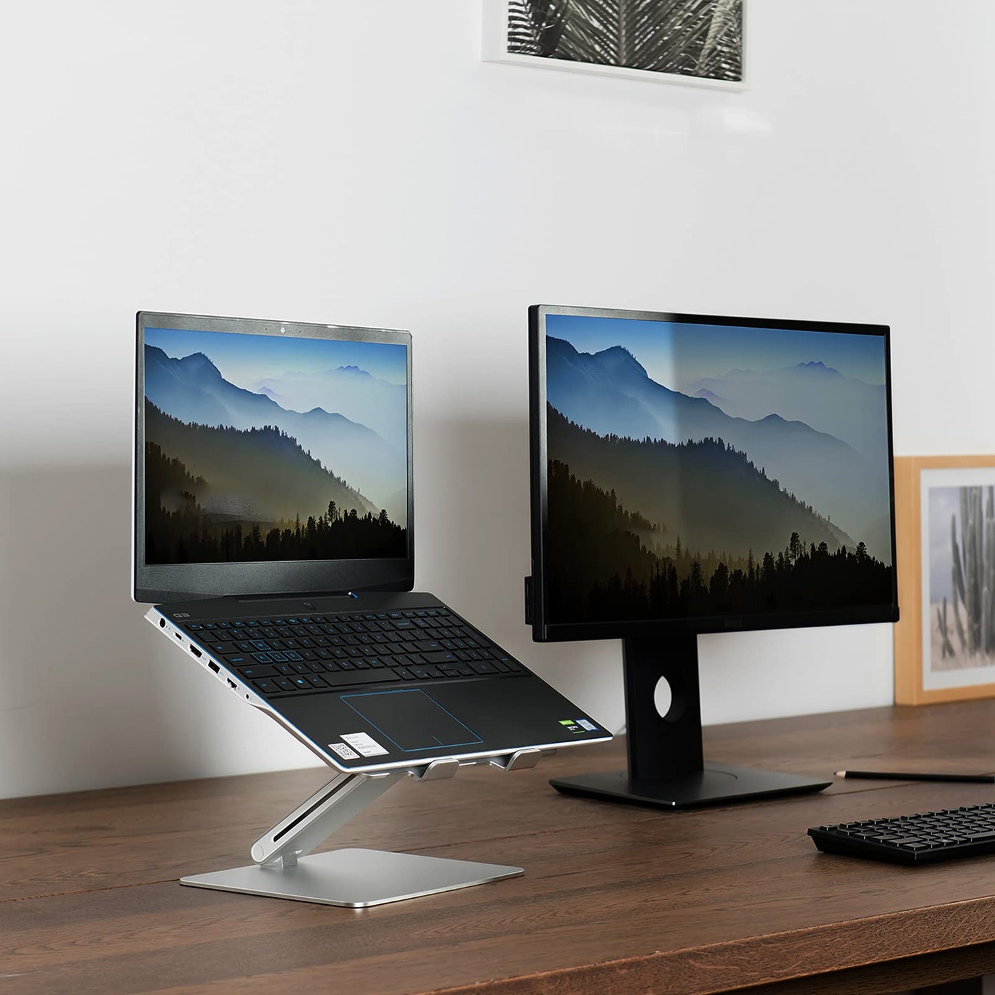 SHOPPINGALL Adjustable and Foldable Laptop Stand, Ergonomic and Portable Aluminum Laptop and Tablets Riser for Desk, Fits All Laptops and Notebooks and Tables up to 17 Inch - SA-LS1
