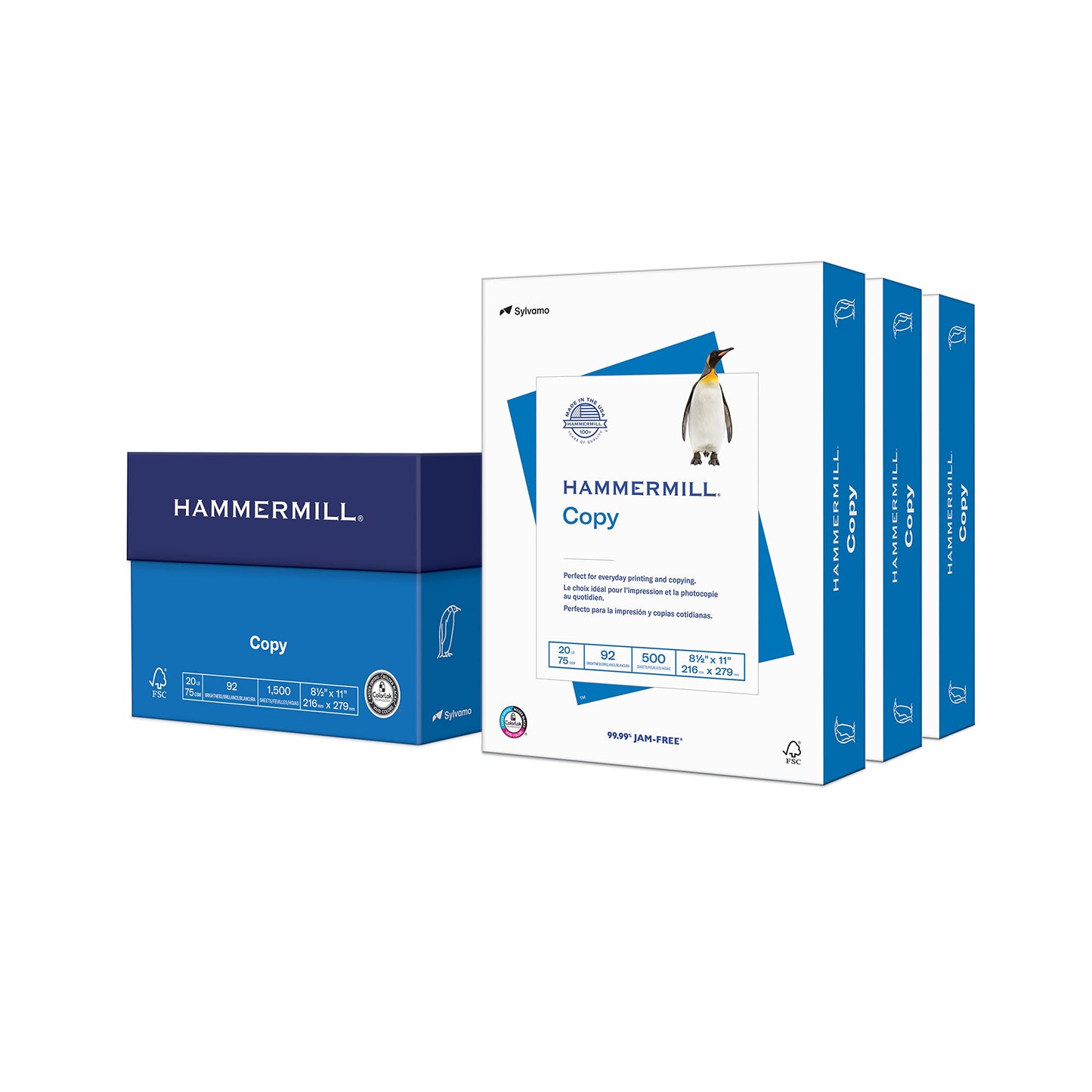 Hammermill Paper, Copy, 20lb, 8.5 x 11, 92 Bright, Letter, 1,500 Sheets / 3 Reams, (113620), Made In The USA