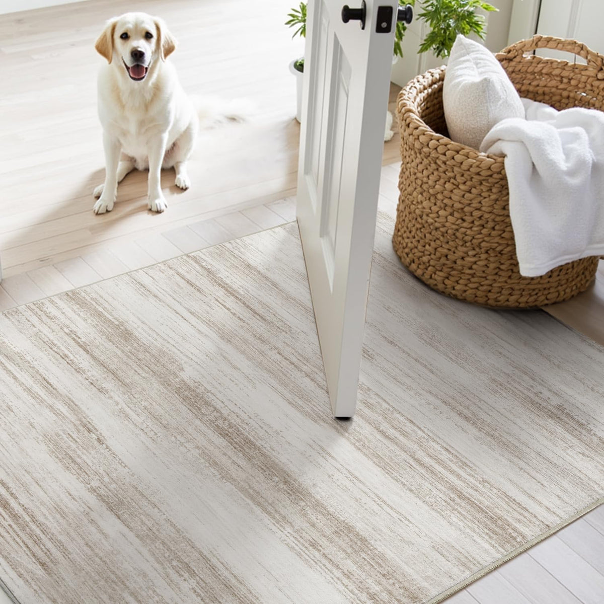 tchdio Abstract Runners for Hallways - 2x6 Runner Rug Washable Non Slip, Modern Abstract Carpet Ultra Soft Kitchen Runner, Low Pile Rugs for Entryway Bedside Laundry Room Brown