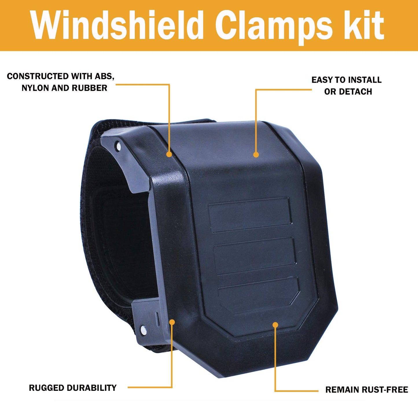 UTV Windshield Clamps kit, Front Windshield Adjustable Mount Clamps Straps Kit Comparible with Polaris Ranger RZR, Can Am Commander Defender X3 Maverick, Pioneer...