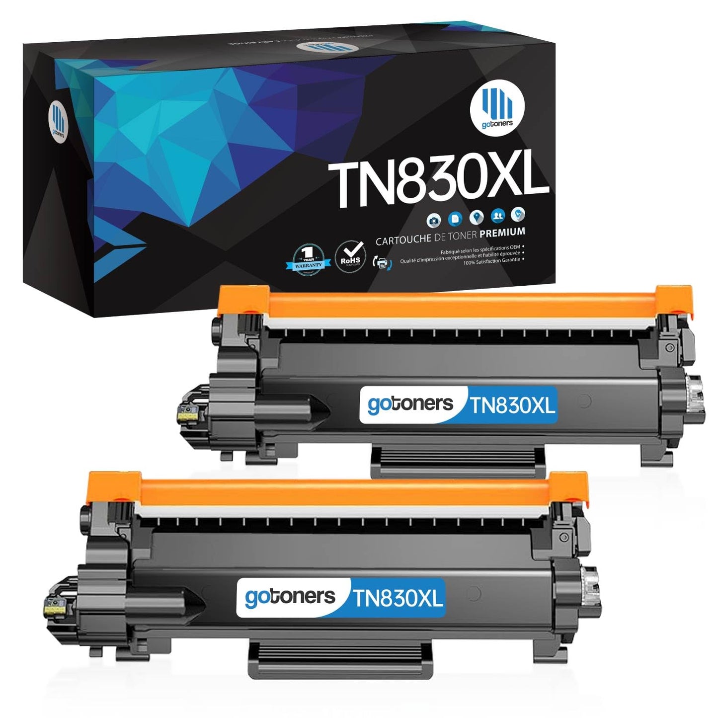 TN830XL TN830 2PK Toner Cartridge Replacement for Brother TN-830 XL TN-830XL Black Toner Work with Brother HL-L2465DW HL-L2460DW DCP-L2640DW MFC-L2820DW HL-L2405W HL-L2400D HL-L2865DW(2 Pack)