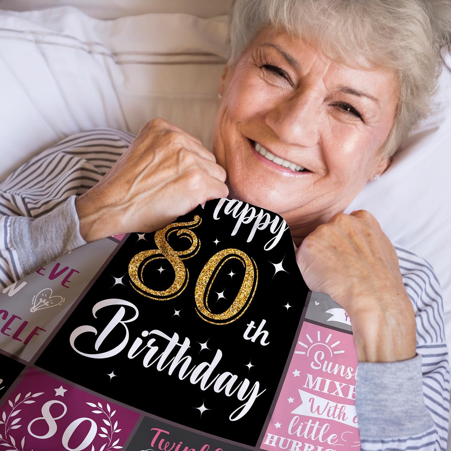 80th Birthday Gifts for Women, 1946 Birthday Gifts for 80 Year Old Blanket, 50"x60" Happy 80th Throw Blanket for Wife Mom Friend Sister Grandma