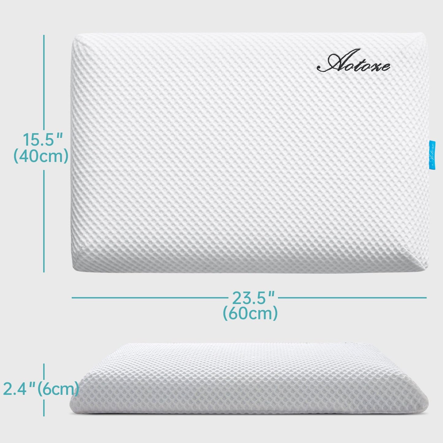 AOTOZE Thin Pillow for Sleeping | Thin Memory Foam Pillow | Flat Pillow for Sleeping Adult | Low Profile Pillow Stomach Sleeper Pillow | Oreiller Mousse Memoire Mince Oreiller Plat 60x40x6cm