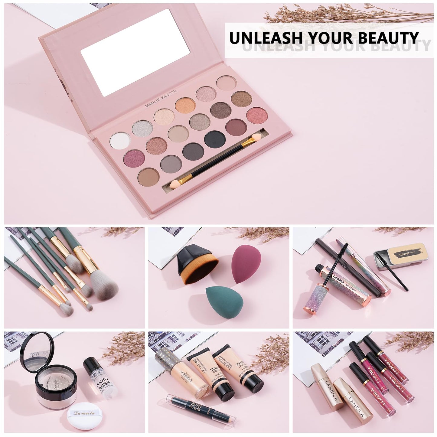 All-in-One Makeup Kit for Women and Teens - Essential Bundle With 18 Color Eyeshadow Palette Set