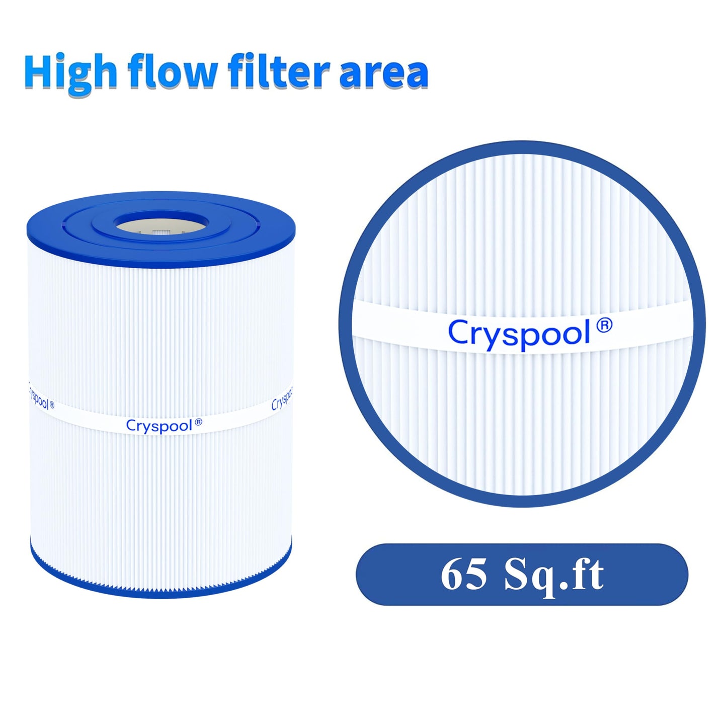 Cryspool® 08020 Filter Compatible with Watkins 31114, Hot Spot Spa Filter, C-8465, FC-3960, 71827, 71828, Watkins 65 Sq. Ft Spa Filter Cartridge, 1 Pack