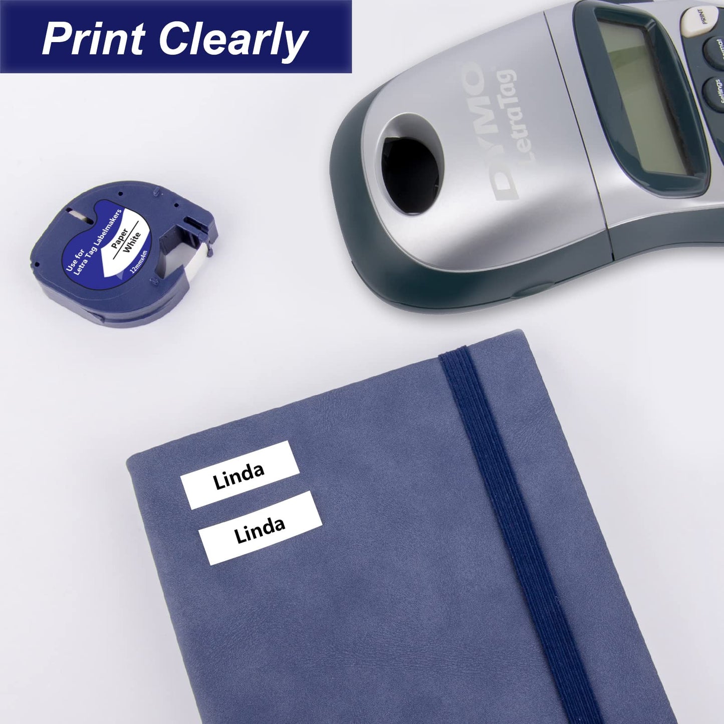 Weemay 18 Pack 91330 Paper Label Cassette Replacement for Dymo Letratag Refills 91330 Self-Adhesive White Paper Tape 10697 for Letra Tag LT-100T LT-100H LT-110T QX50 Label Maker, 12mm x 4m (1/2"x13')