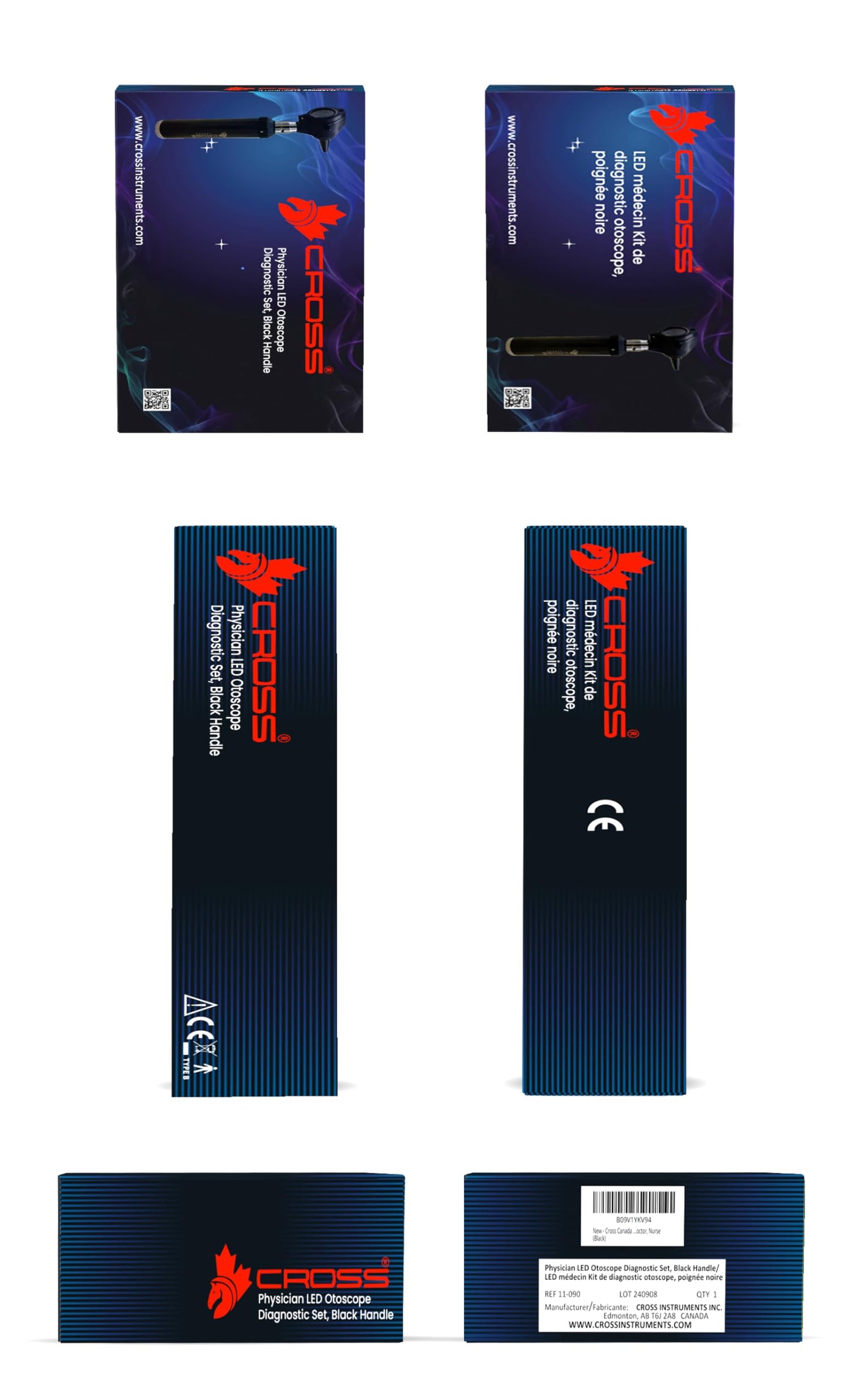 Cross Canada Physician LED Otoscope Diagnostic Set – Professional Otoscope for Physician, Medical Student, Nursing Student, Doctor, Nurse (Black)