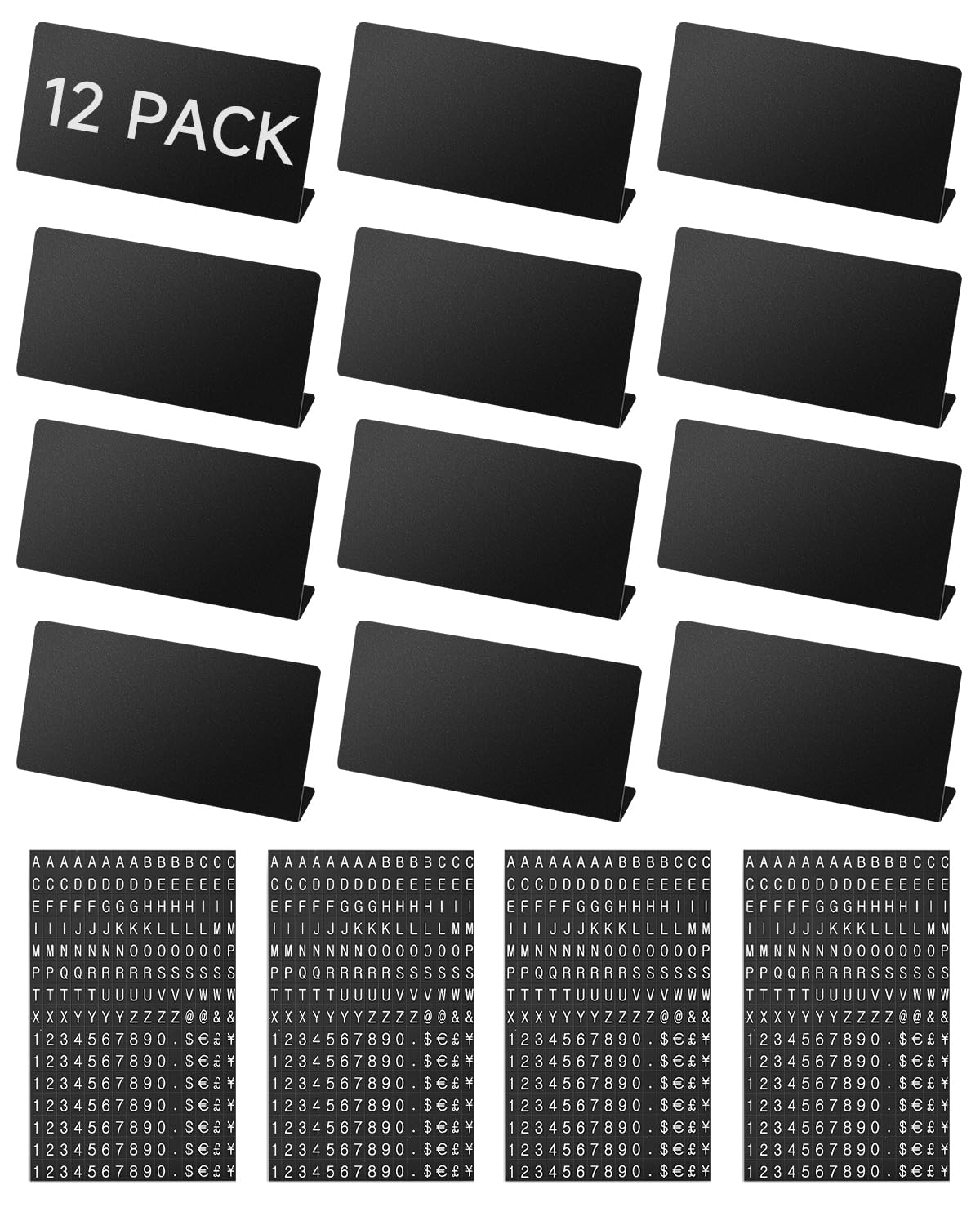 Mini Magnetic Letter Display Signs – Chalkboard-Style Reusable Food Price Labels | 12 Metal Boards + 900 Magnetic Characters for Bakery, Café, Dessert Shop, Deli & Catering Use
