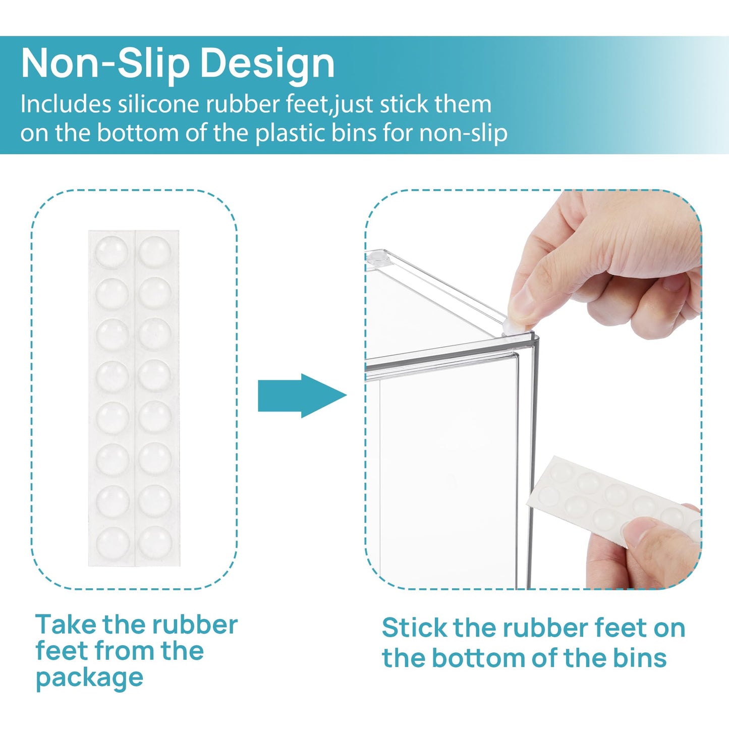 Vtopmart 4 Pack Clear Stackable Storage Drawers,7.6" H Plastic Organizers Bins for Skincare, Bathroom Supplies,Ideal for Cabinet,Under sink,Vanity,Kitchen,Pantry Organization