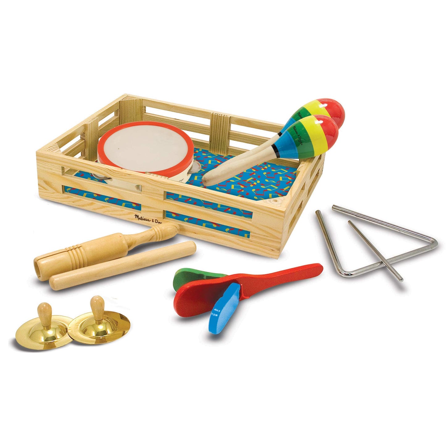 Melissa & Doug Band-in-a-Box Clap! Clang! Tap! Wooden and Metal Musical Instrument Play Set for Kids