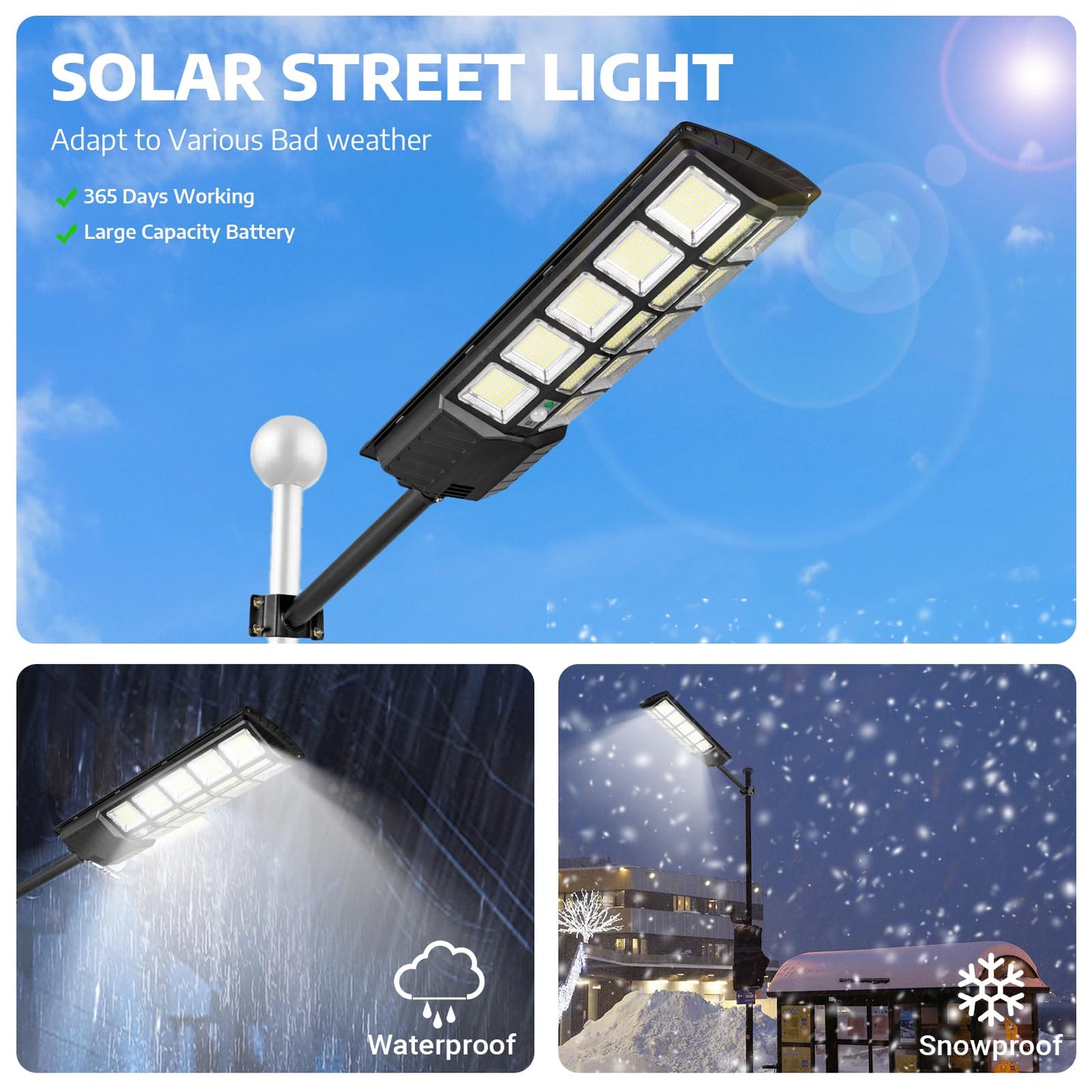 Xmart Solar Street Lights Outdoor Waterproof 80000LM 744 Upgraded LEDs Solar Parking Lot Lights Dusk to Dawn Solar Motion Flood Light Wide Angle Sensor and Remote Control for Area Pole Lighting Yard