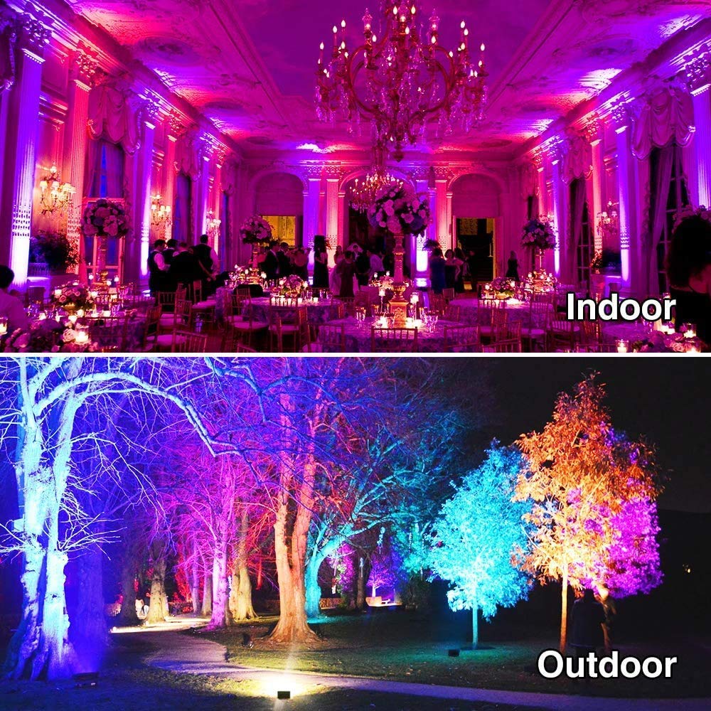 MELPO 30W Led Flood Light Outdoor 300W Equivalent, Color Changing RGB Lights with Remote, 120 RGB Colors, Warm White 2700K, Timing, Custom Mode, Uplight Landscape Lights,IP66 US 3-Plug (2 Pack)