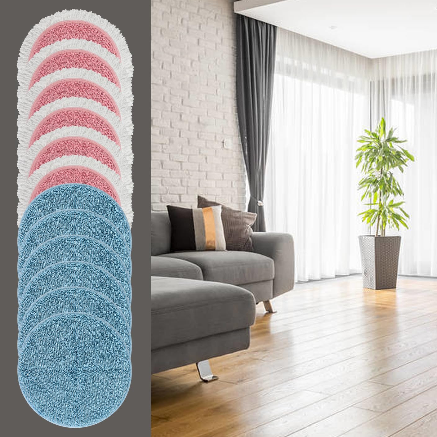 BeiLan Electric Mop Pads Spin Wave Replacement - 12 Pack Electric Mops for Floor Cleaning - 7.28inch Spin Replacement Mop Pads (7.28inch-12Pack)