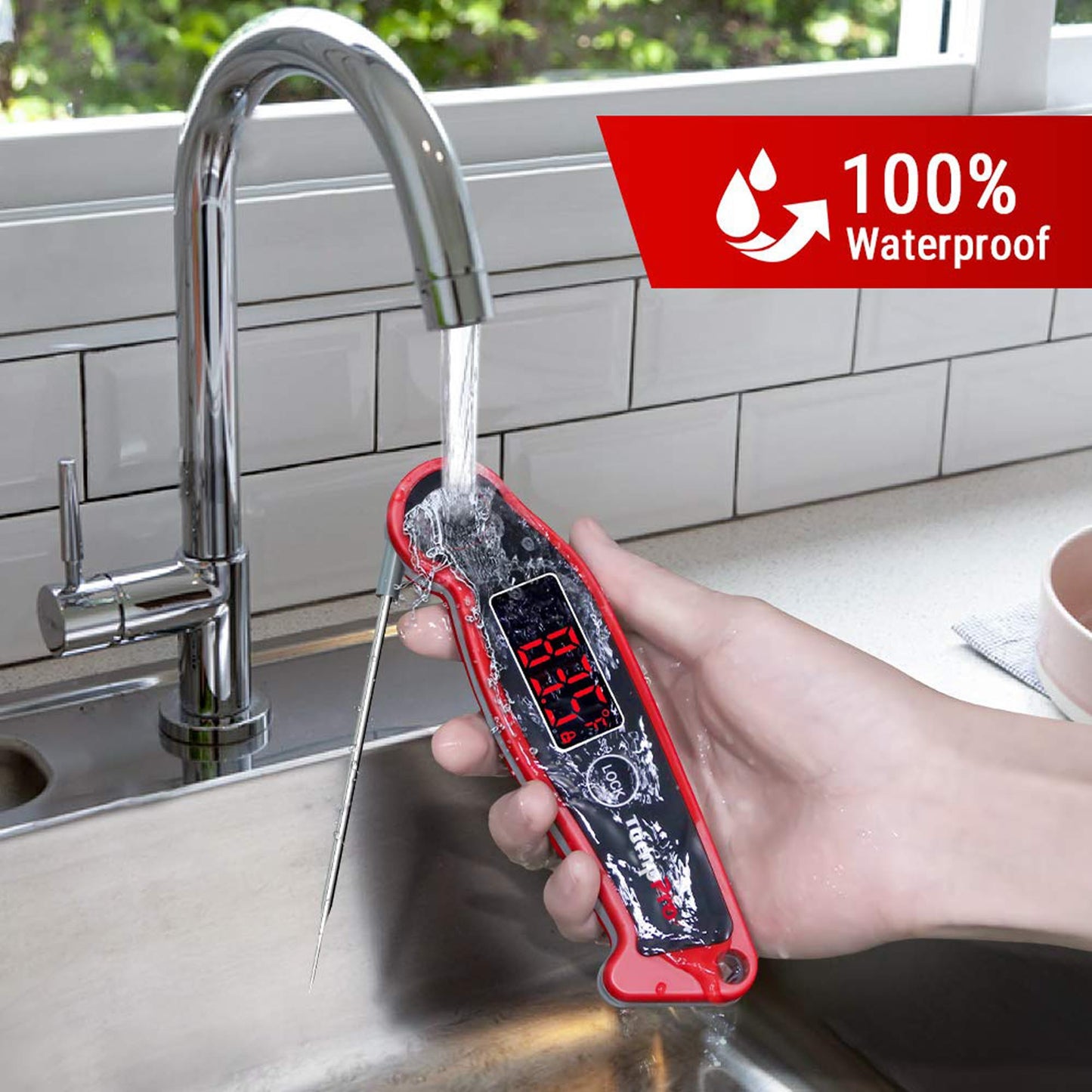 TempPro TP19 Waterproof Digital Meat Thermometer for Grilling with Ambidextrous Backlit & Thermocouple Instant Read Kitchen Cooking Food Thermometer for Oil BBQ Grill Smoker (Previously ThermoPro)