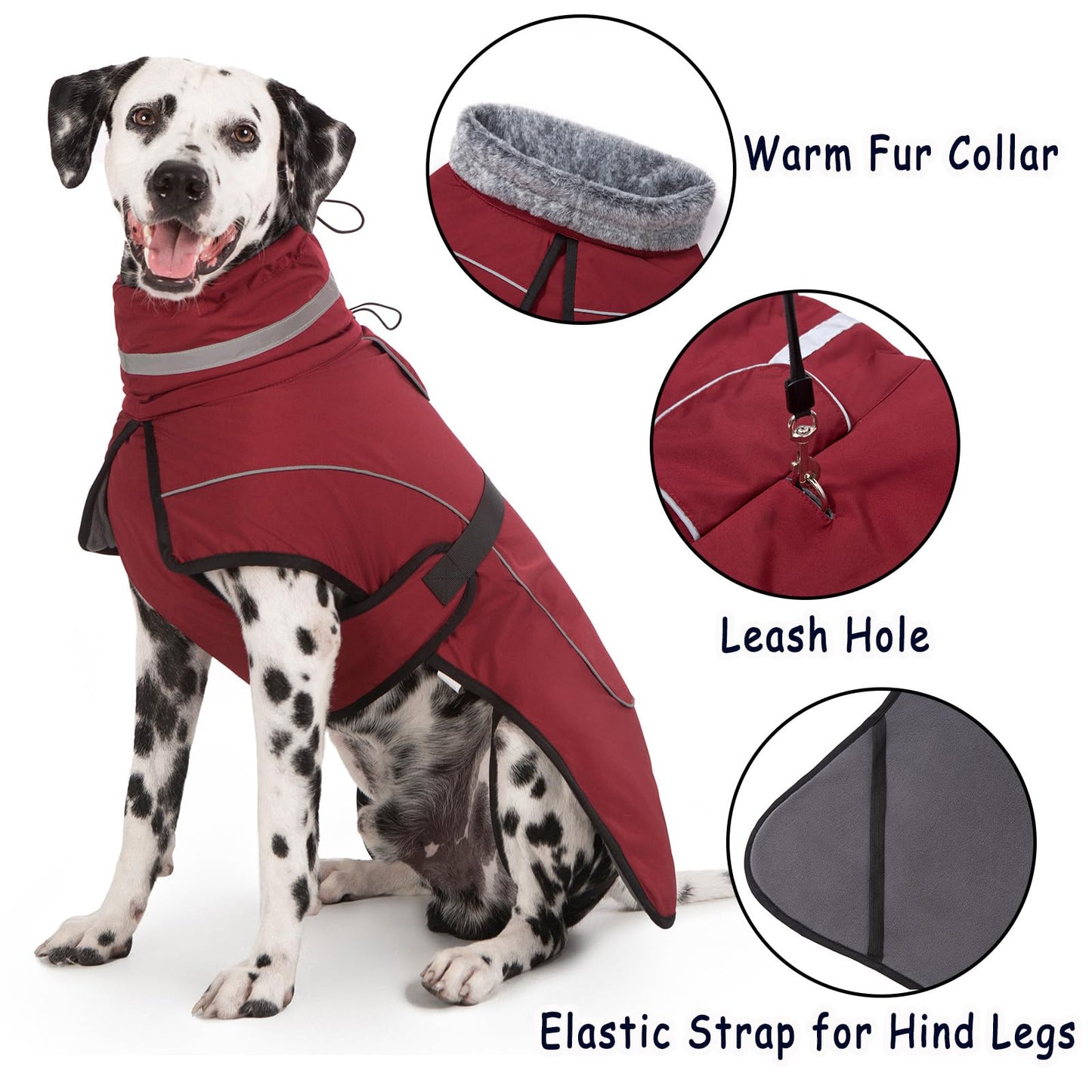 Axcimond Dog Coat Winter Jacket Waterproof Reflective Coats for Small Medium Large Dogs Puffer Jacket Warm Dog Fleece Vest Manteau Chien Dogs Snowsuit Furry Collar Winter Coat Cold Weather Walking