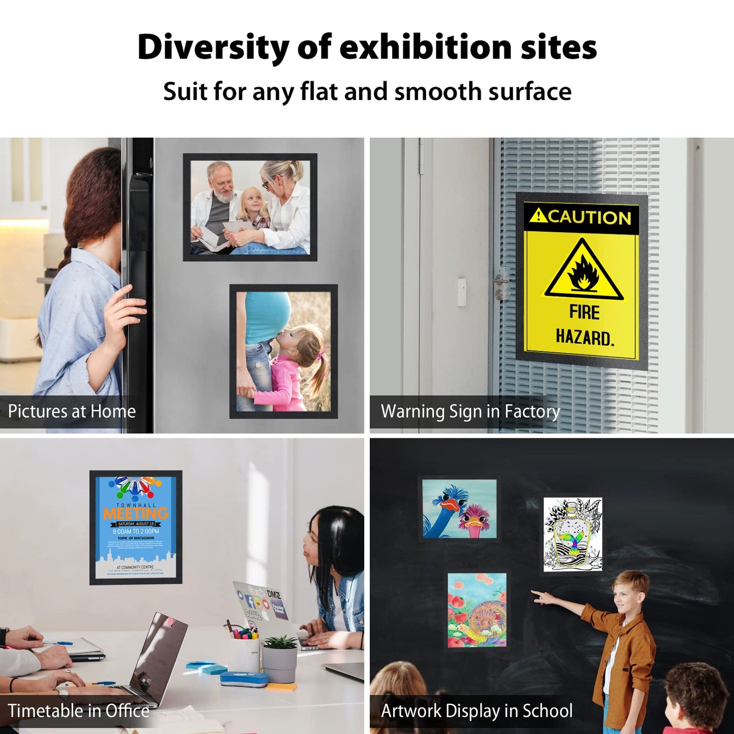 VAIIGO 8.5"x 11" Magnetic Sign Holder, 10Pack Double Sided Window Self Adhesive Magnetic Display Frame with Clear PVC and Strong Magnet for Office/Store/Door/Glass/Refrigerator Display Frame, Black